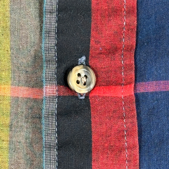 Vintage McGregor Shirt Adult LARGE Red Purple Green Patchwork Plaid Rainbow 80s - Picture 5 of 9